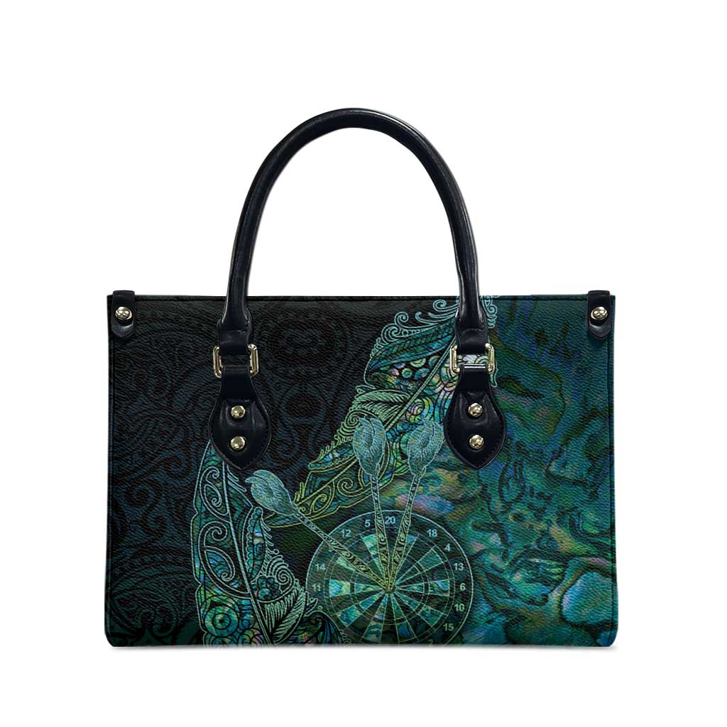 New Zealand Dart Leather Bag Maori Fern With Paua Shell - Polynesian Pride