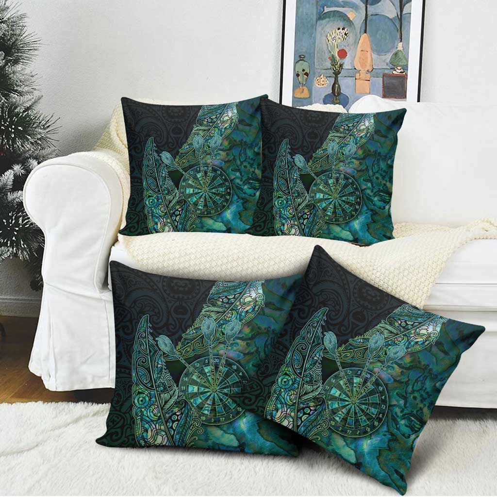 New Zealand Dart Pillow Cover Maori Fern With Paua Shell - Polynesian Pride