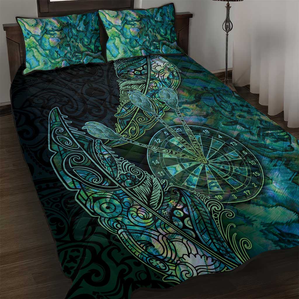 New Zealand Dart Quilt Bed Set Maori Fern With Paua Shell - Polynesian Pride