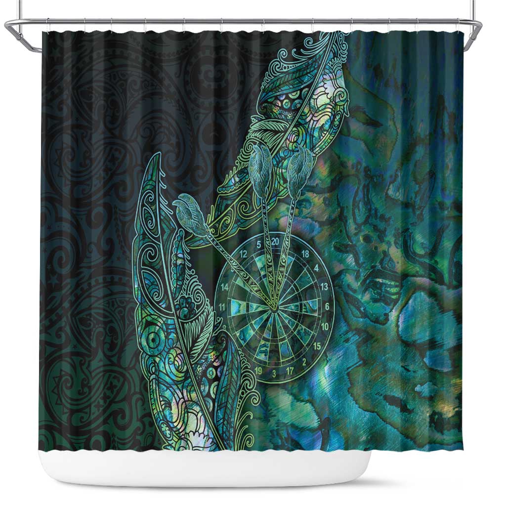 New Zealand Dart Shower Curtain Maori Fern With Paua Shell - Polynesian Pride