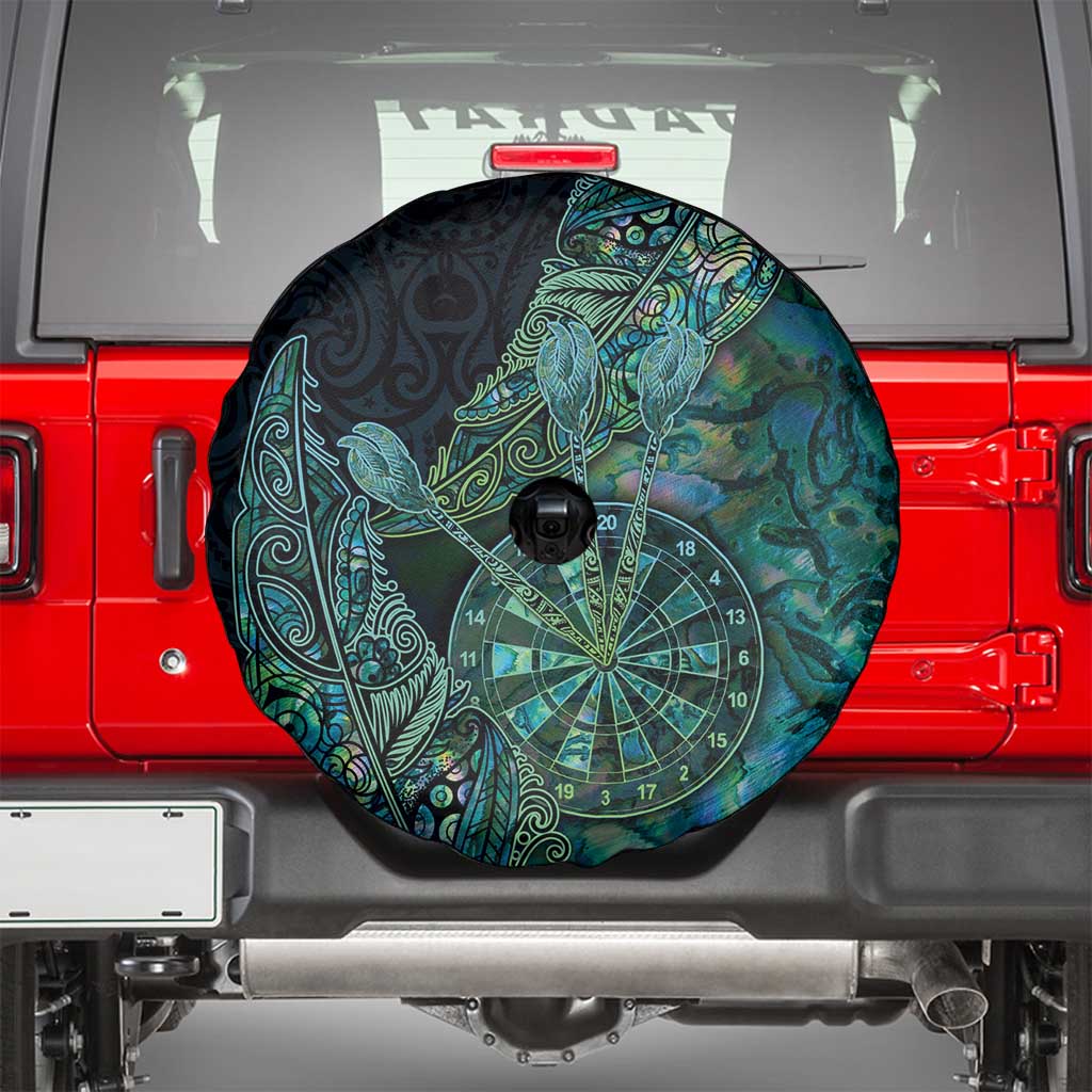 New Zealand Dart Spare Tire Cover Maori Fern With Paua Shell - Polynesian Pride