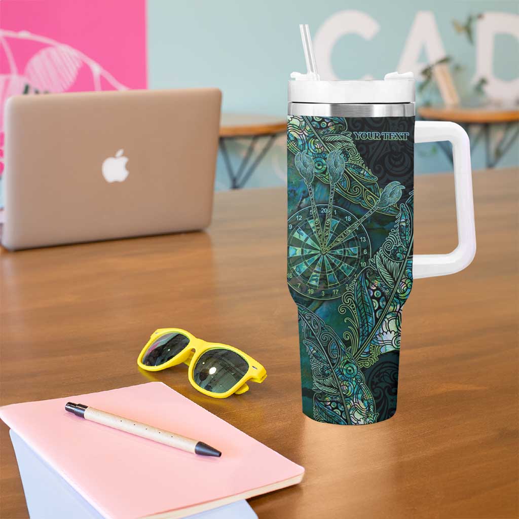 Personalised New Zealand Dart Tumbler With Handle Maori Fern With Paua Shell - Polynesian Pride