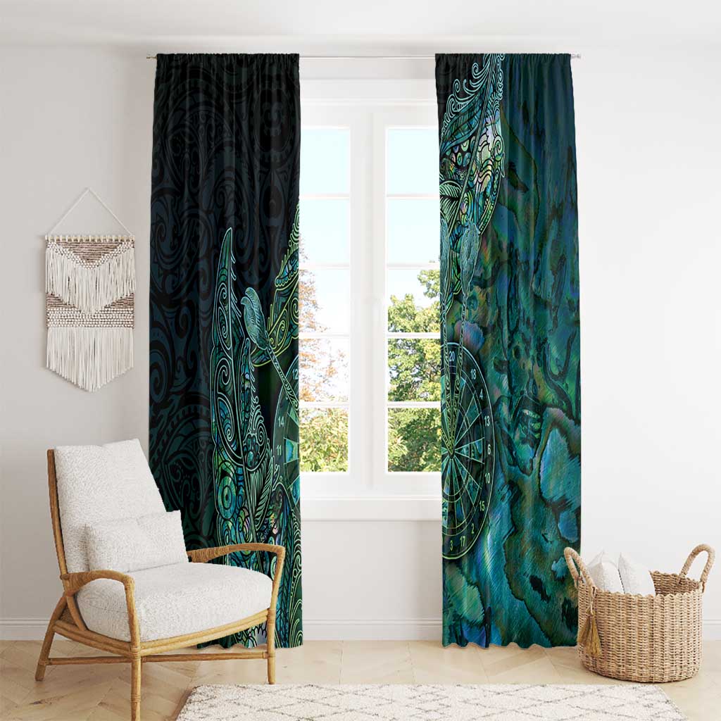 New Zealand Dart Window Curtain Maori Fern With Paua Shell - Polynesian Pride