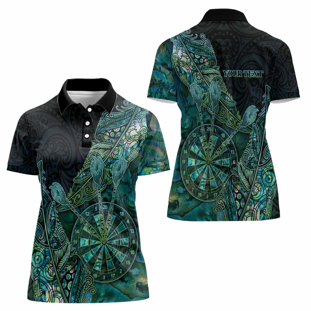 Personalised New Zealand Dart Women Polo Shirt Maori Fern With Paua Shell - Polynesian Pride
