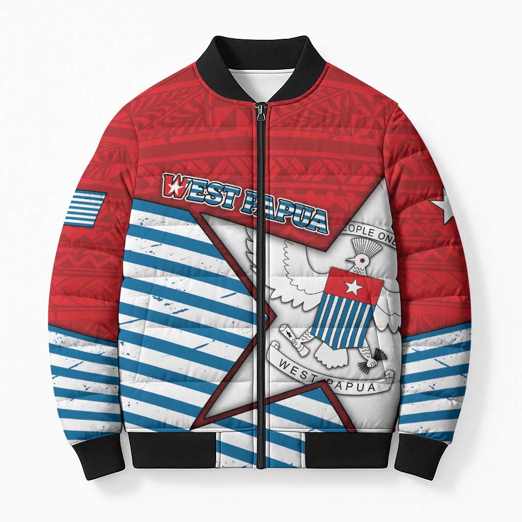 West Papua Morning Star Bomber Puffer Jacket One People One Soul - Polynesian Pride