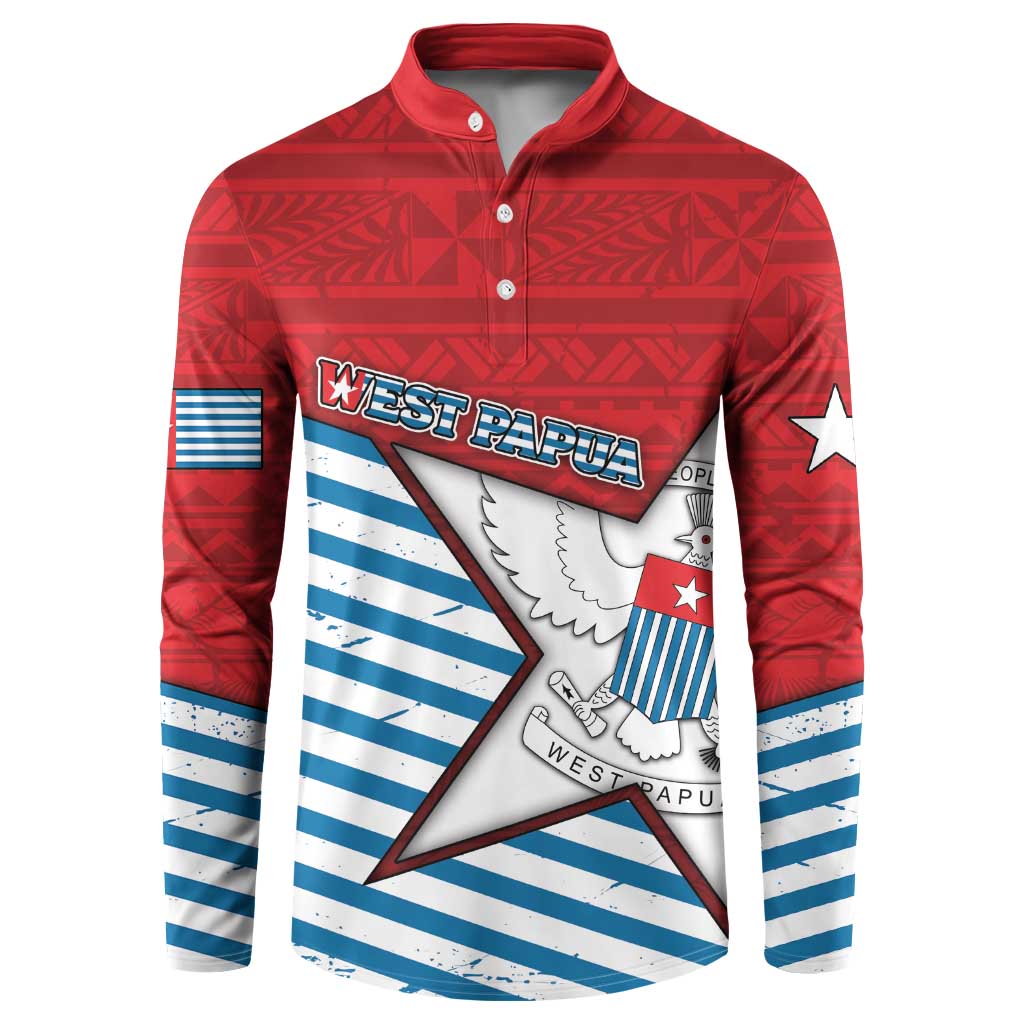 West Papua Morning Star Button Sweatshirt One People One Soul - Polynesian Pride