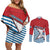 West Papua Morning Star Couples Matching Off Shoulder Short Dress and Long Sleeve Button Shirt One People One Soul - Polynesian Pride