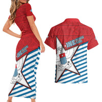 West Papua Morning Star Couples Matching Short Sleeve Bodycon Dress and Hawaiian Shirt One People One Soul - Polynesian Pride