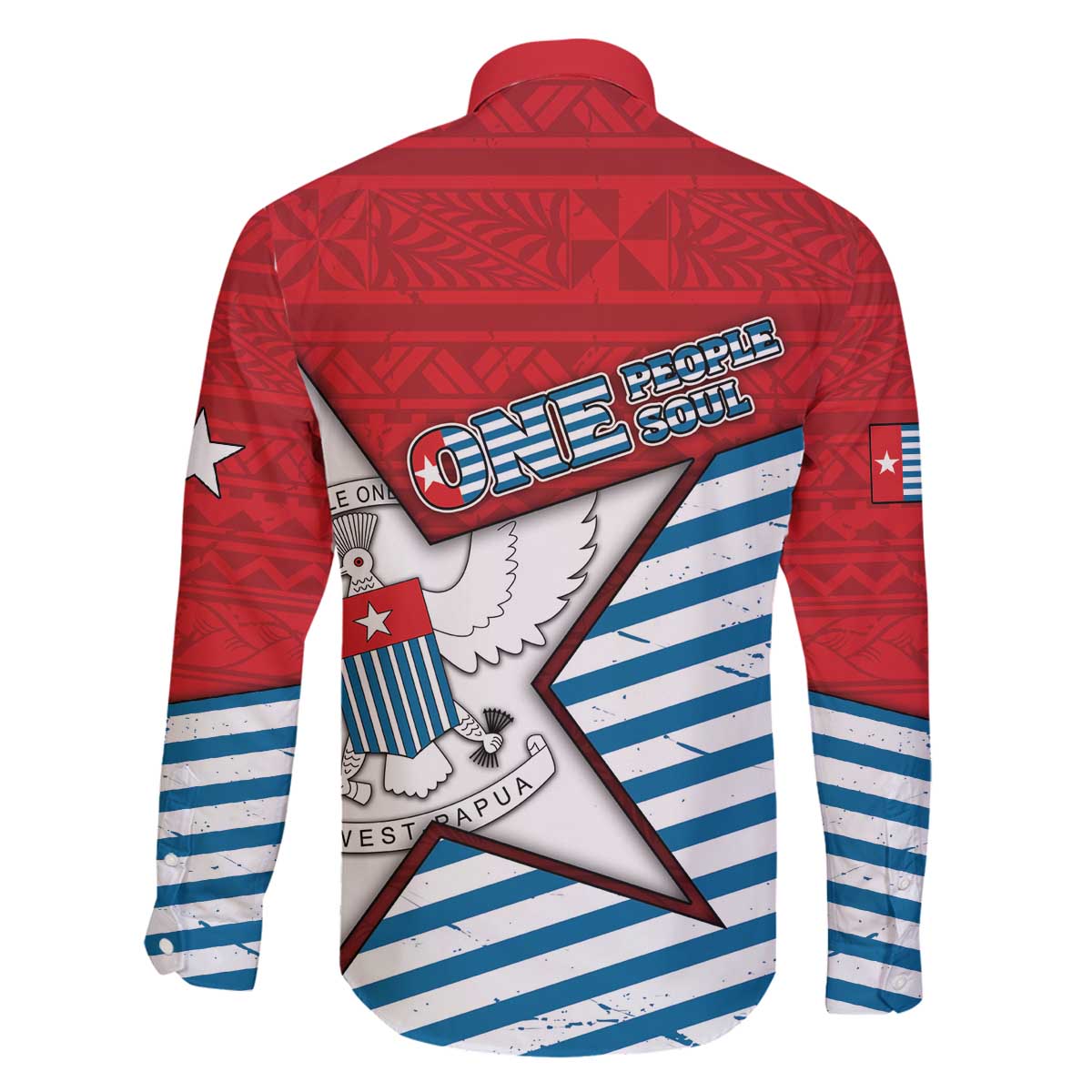West Papua Morning Star Family Matching Off The Shoulder Long Sleeve Dress and Hawaiian Shirt One People One Soul - Polynesian Pride