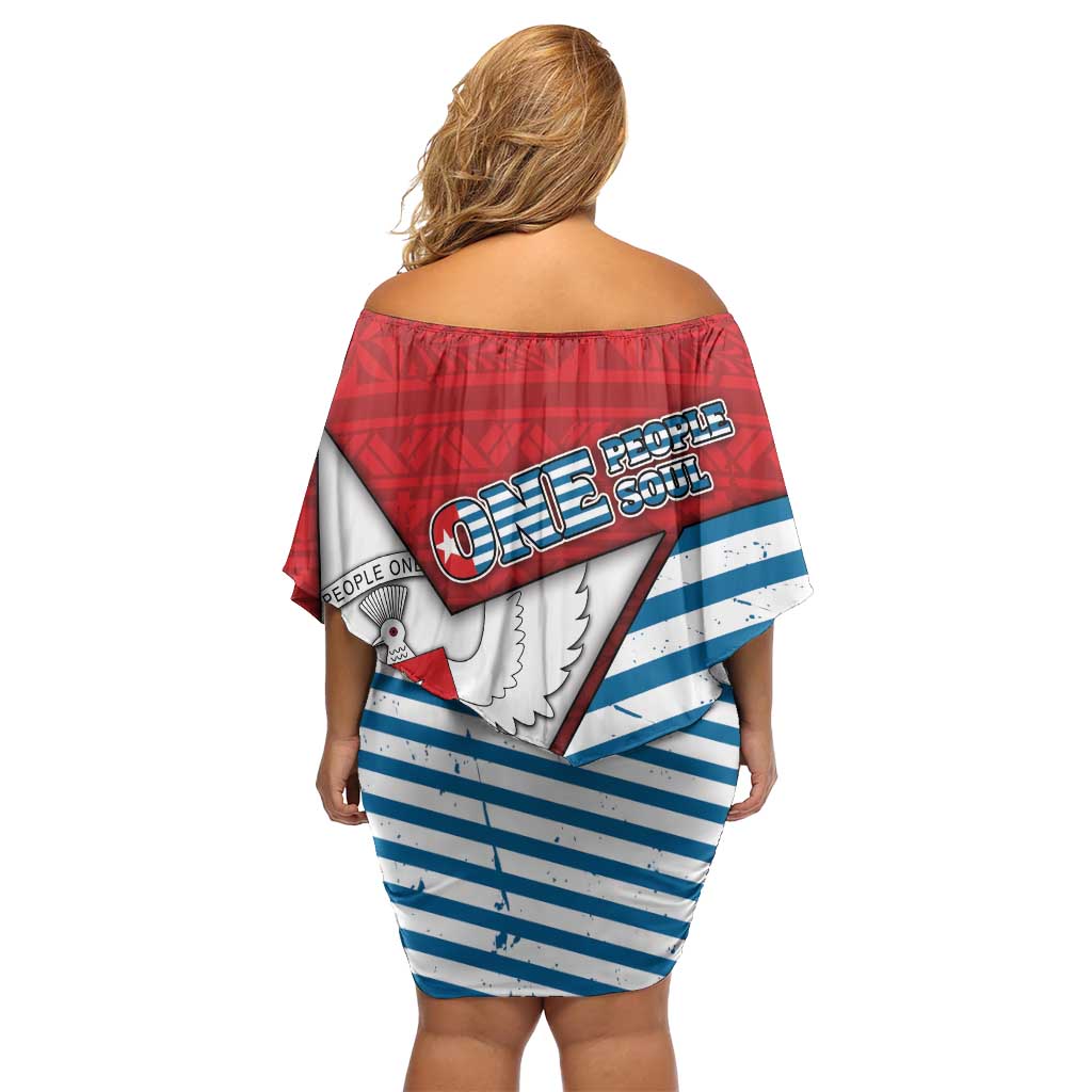 West Papua Morning Star Family Matching Off Shoulder Short Dress and Hawaiian Shirt One People One Soul - Polynesian Pride