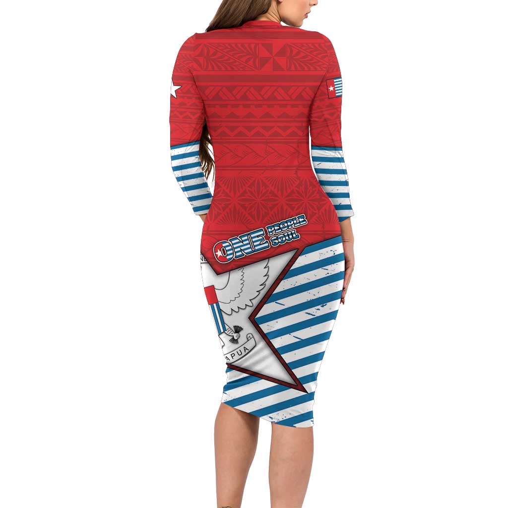 West Papua Morning Star Long Sleeve Bodycon Dress One People One Soul - Polynesian Pride