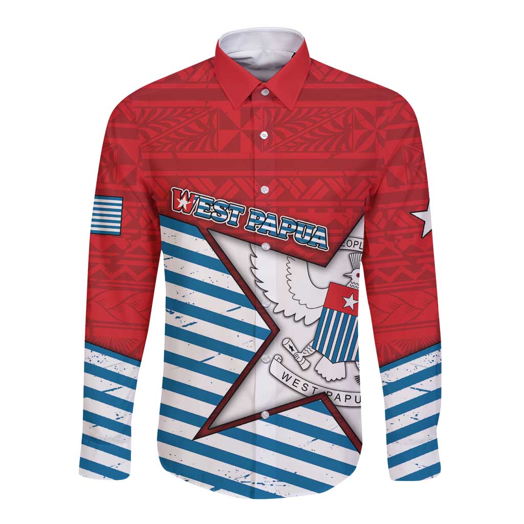 West Papua Morning Star Long Sleeve Button Shirt One People One Soul - Polynesian Pride