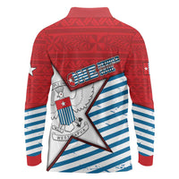 West Papua Morning Star Long Sleeve Polo Shirt One People One Soul - Polynesian Pride