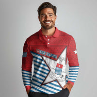 West Papua Morning Star Long Sleeve Polo Shirt One People One Soul - Polynesian Pride