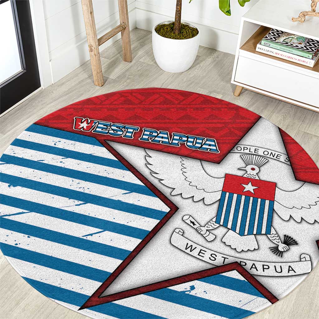 West Papua Morning Star Round Carpet One People One Soul - Polynesian Pride