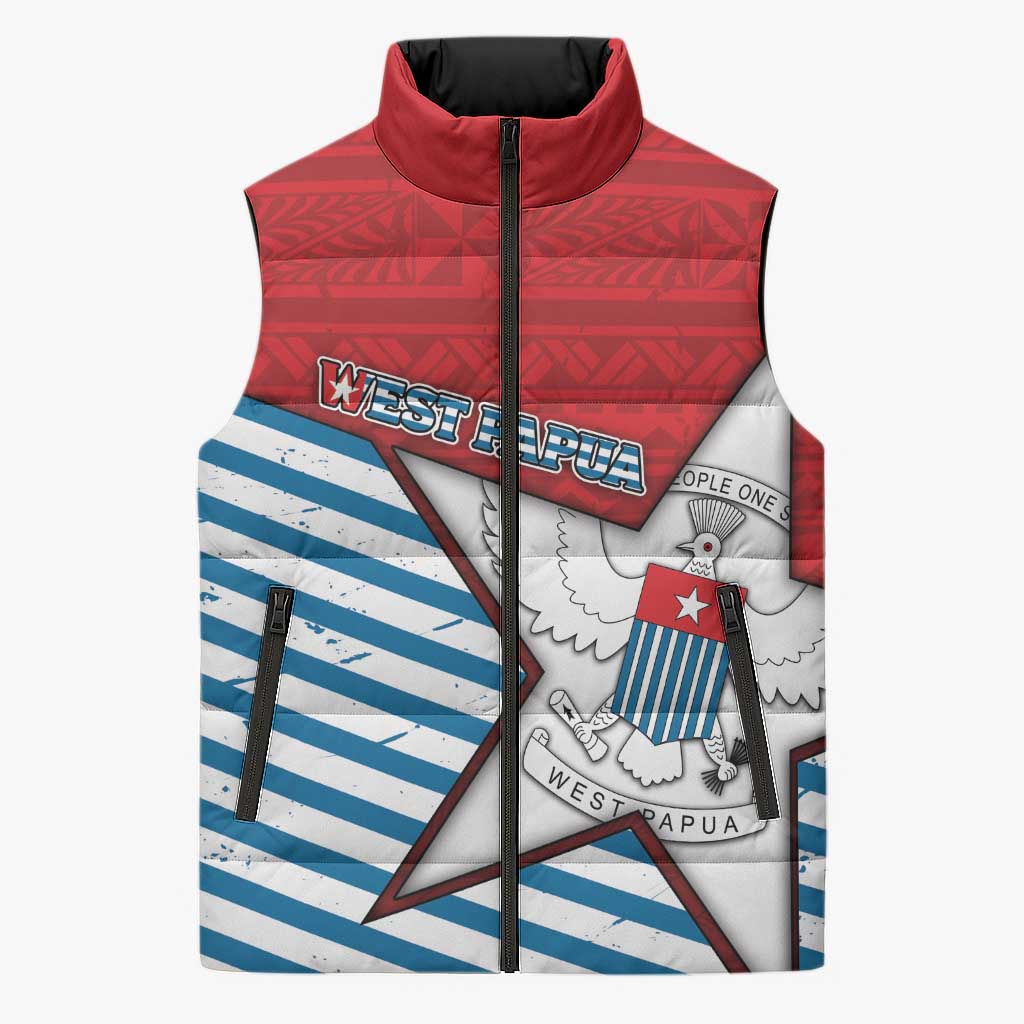 West Papua Morning Star Sleeveless Puffer Jacket One People One Soul - Polynesian Pride