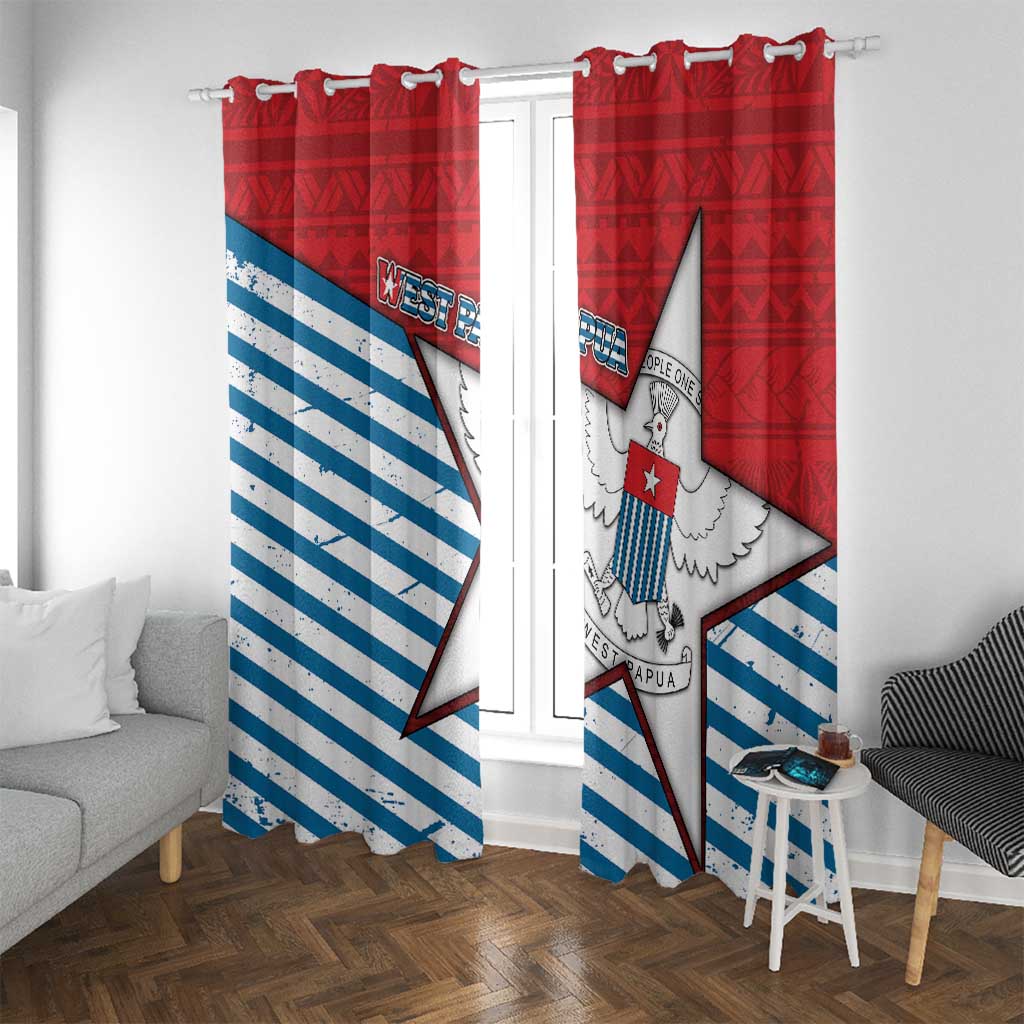 West Papua Morning Star Window Curtain One People One Soul - Polynesian Pride