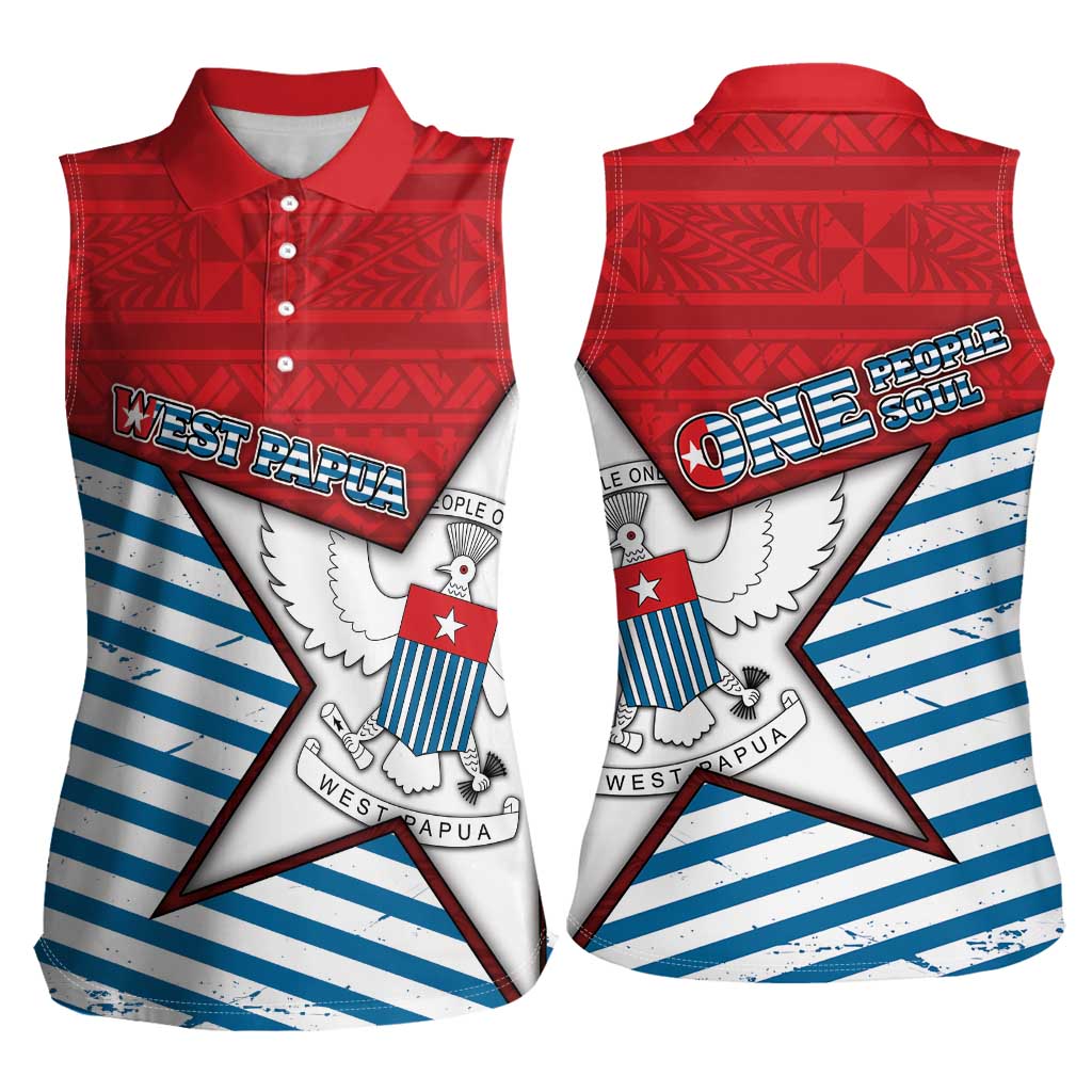 West Papua Morning Star Women Sleeveless Polo Shirt One People One Soul - Polynesian Pride
