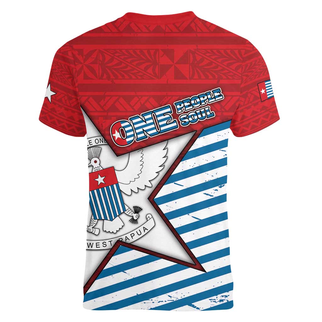 West Papua Morning Star Women V-Neck T-Shirt One People One Soul - Polynesian Pride