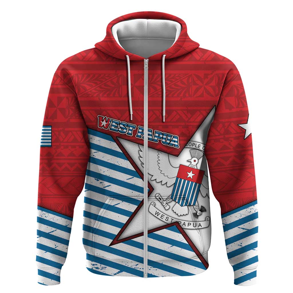 West Papua Morning Star Zip Hoodie One People One Soul - Polynesian Pride