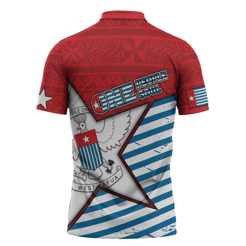 West Papua Morning Star Zipper Polo Shirt One People One Soul - Polynesian Pride