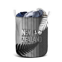 New Zealand Football Laundry Basket Silver Fern Maori Pattern Monochrome