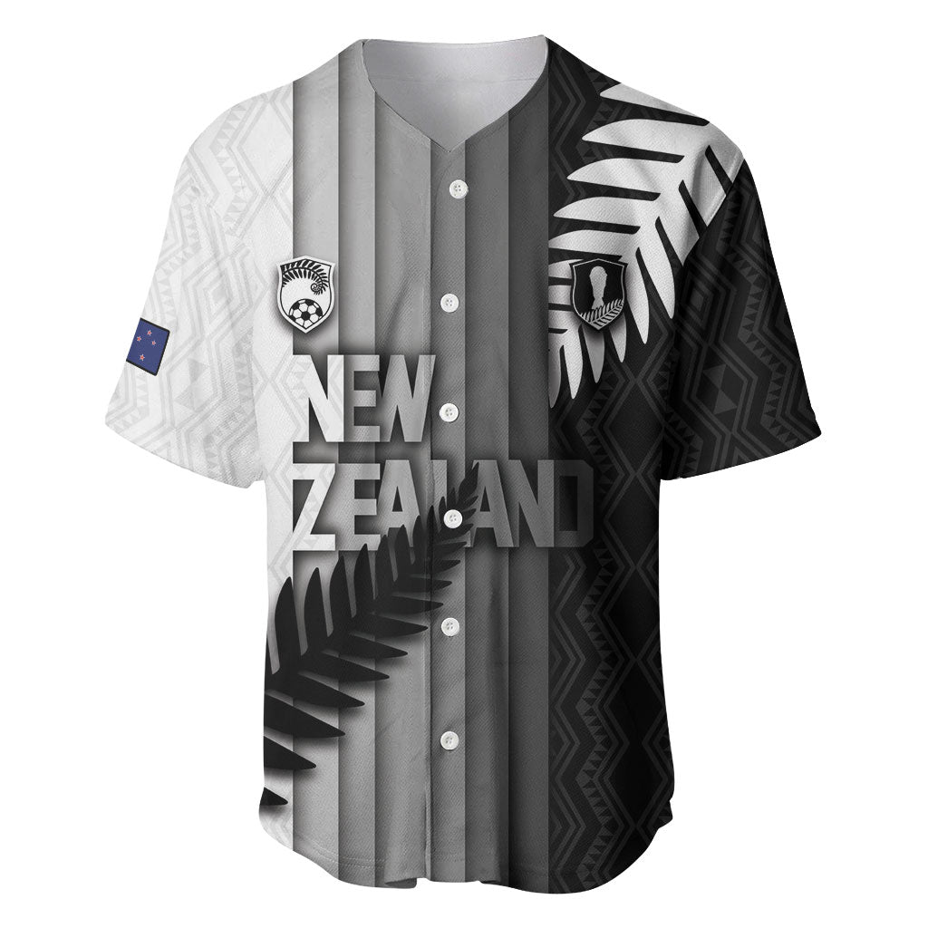 Custom New Zealand Football Baseball Jersey Silver Fern Maori Pattern Monochrome