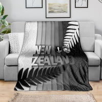 New Zealand Football Blanket Silver Fern Maori Pattern Monochrome