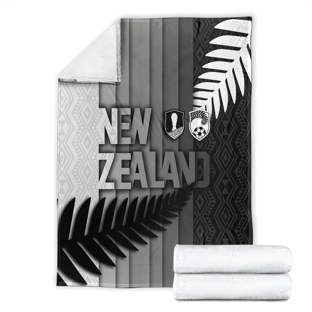 New Zealand Football Blanket Silver Fern Maori Pattern Monochrome
