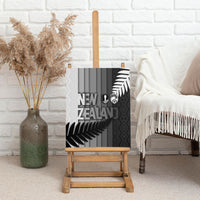 New Zealand Football Canvas Wall Art Silver Fern Maori Pattern Monochrome