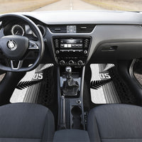 Custom New Zealand Football Car Mats Silver Fern Maori Pattern Monochrome