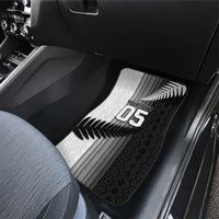 Custom New Zealand Football Car Mats Silver Fern Maori Pattern Monochrome
