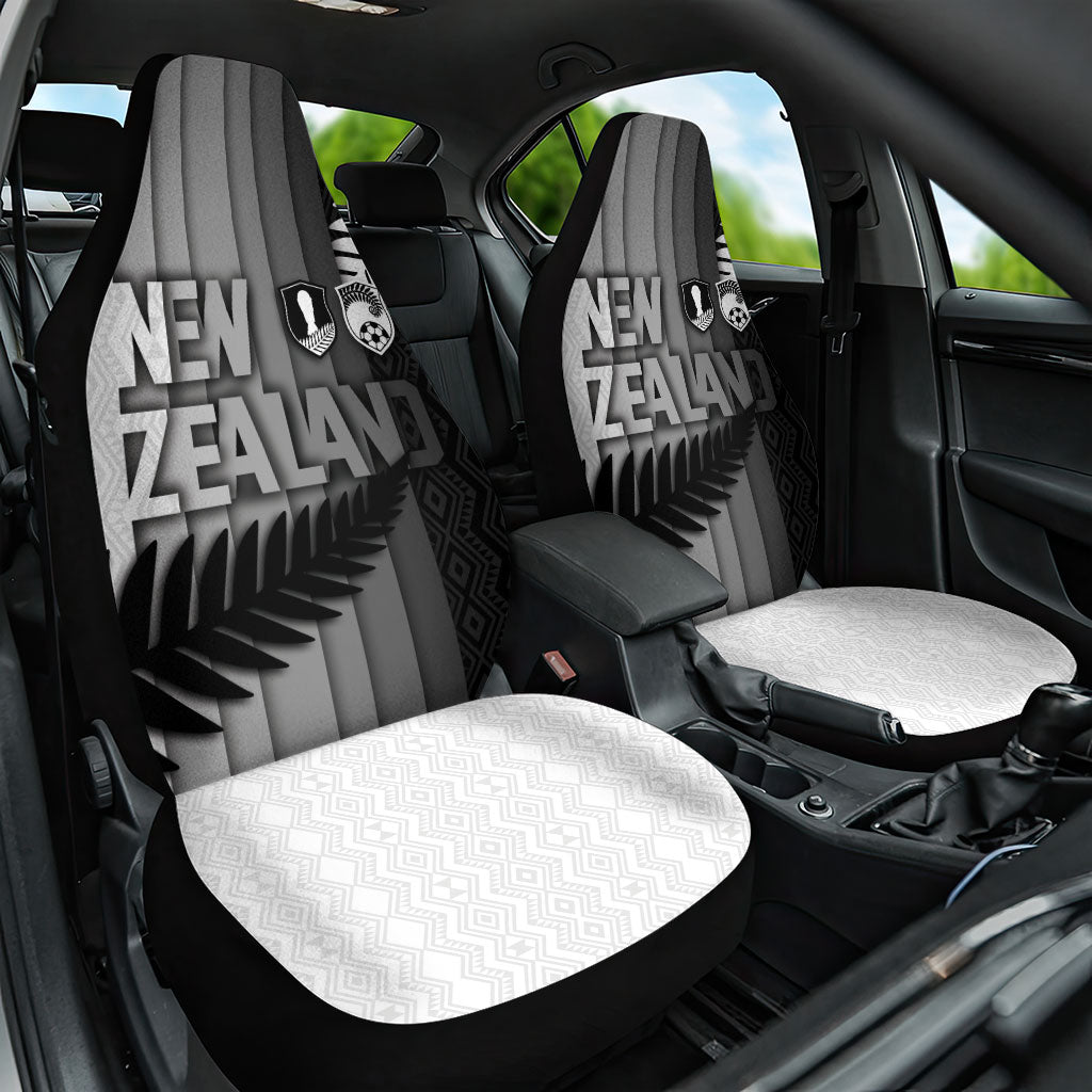 New Zealand Football Car Seat Cover Silver Fern Maori Pattern Monochrome