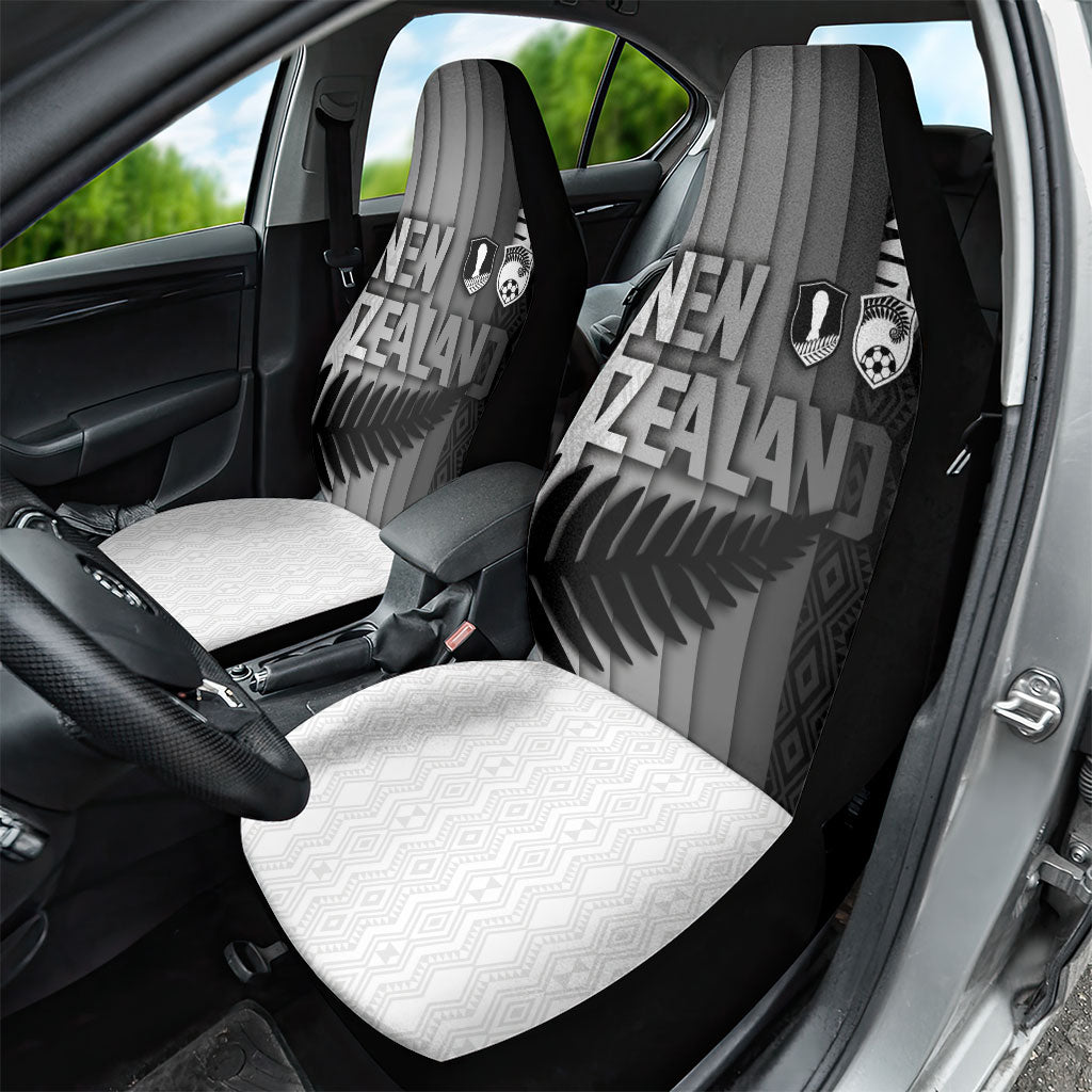 New Zealand Football Car Seat Cover Silver Fern Maori Pattern Monochrome