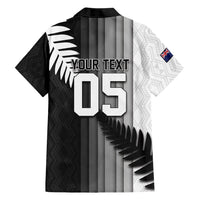Custom New Zealand Football Family Matching Mermaid Dress and Hawaiian Shirt Silver Fern Maori Pattern Monochrome DT05 - Polynesian Pride