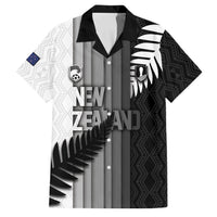 Custom New Zealand Football Family Matching Short Sleeve Bodycon Dress and Hawaiian Shirt Silver Fern Maori Pattern Monochrome DT05 Dad's Shirt - Short Sleeve White - Polynesian Pride