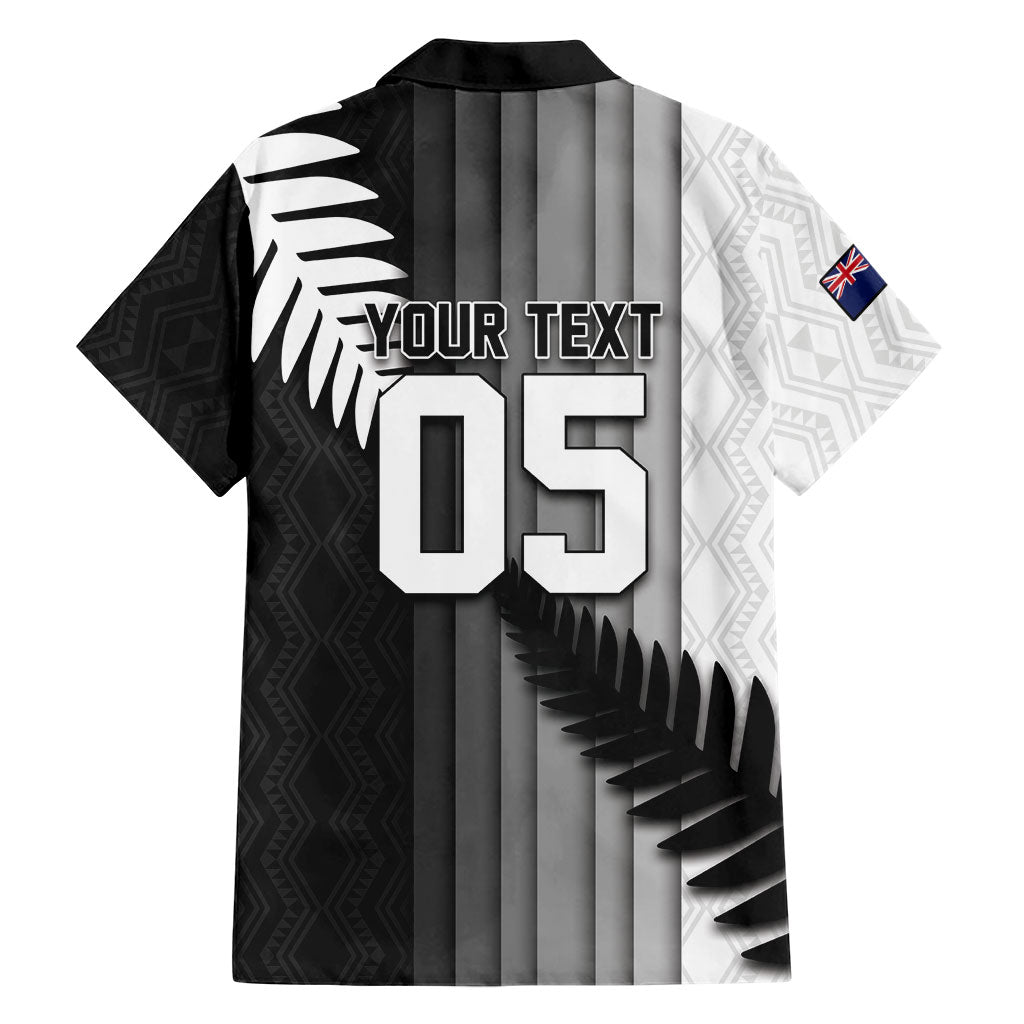 Custom New Zealand Football Family Matching Short Sleeve Bodycon Dress and Hawaiian Shirt Silver Fern Maori Pattern Monochrome DT05 - Polynesian Pride