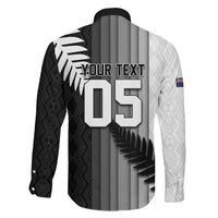 Custom New Zealand Football Family Matching Short Sleeve Bodycon Dress and Hawaiian Shirt Silver Fern Maori Pattern Monochrome DT05 - Polynesian Pride