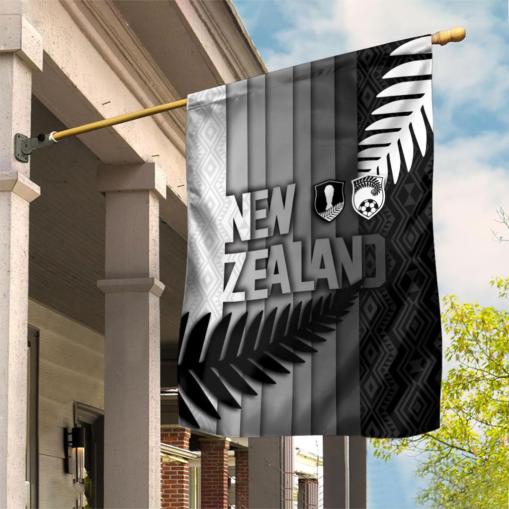 New Zealand Football Garden Flag Silver Fern Maori Pattern Monochrome