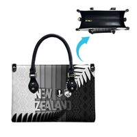 New Zealand Football Leather Bag Silver Fern Maori Pattern Monochrome
