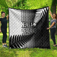 New Zealand Football Quilt Silver Fern Maori Pattern Monochrome