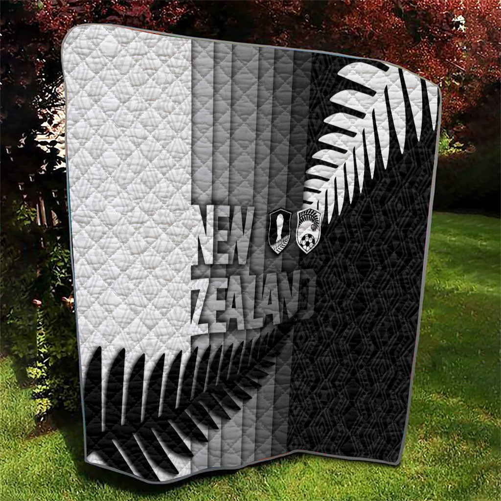 New Zealand Football Quilt Silver Fern Maori Pattern Monochrome