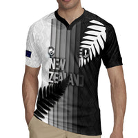 Custom New Zealand Football Rugby Jersey Silver Fern Maori Pattern Monochrome