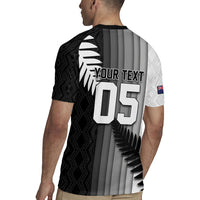 Custom New Zealand Football Rugby Jersey Silver Fern Maori Pattern Monochrome