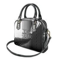 New Zealand Football Shoulder Handbag Silver Fern Maori Pattern Monochrome