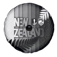 New Zealand Football Spare Tire Cover Silver Fern Maori Pattern Monochrome