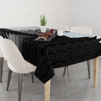 New Zealand Football Tablecloth Silver Fern Maori Pattern Monochrome
