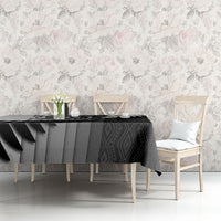 New Zealand Football Tablecloth Silver Fern Maori Pattern Monochrome