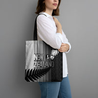 New Zealand Football Tote Bag Silver Fern Maori Pattern Monochrome