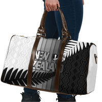 New Zealand Football Travel Bag Silver Fern Maori Pattern Monochrome